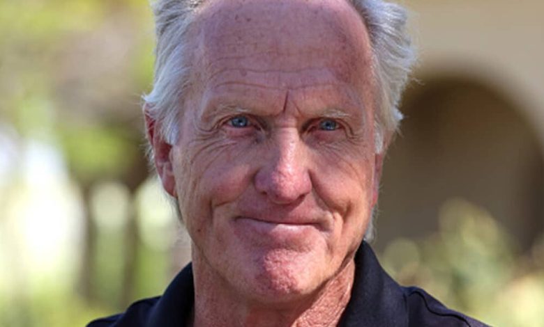 Greg Norman, CEO of Liv Golf Investments talks to the media during a practice round prior to the PIF Saudi International at Royal Greens Golf & Country Club